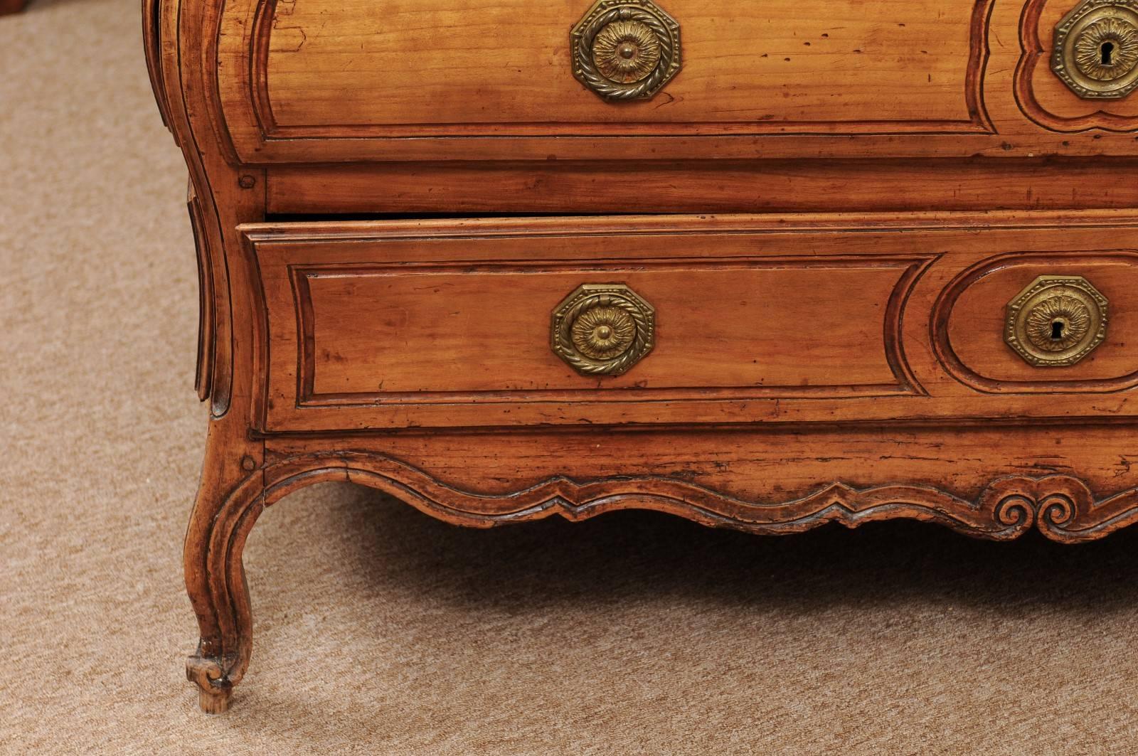 18th Century French Louis XV Fruitwood Commode with Marble Top For Sale 5