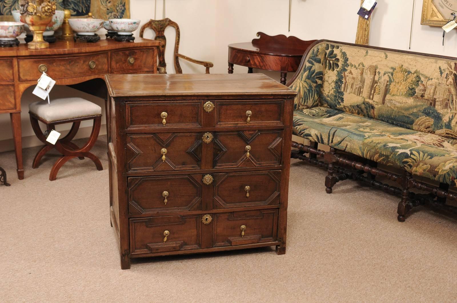 Hand-Carved 18th Century English Oak Jacobean Style Chest