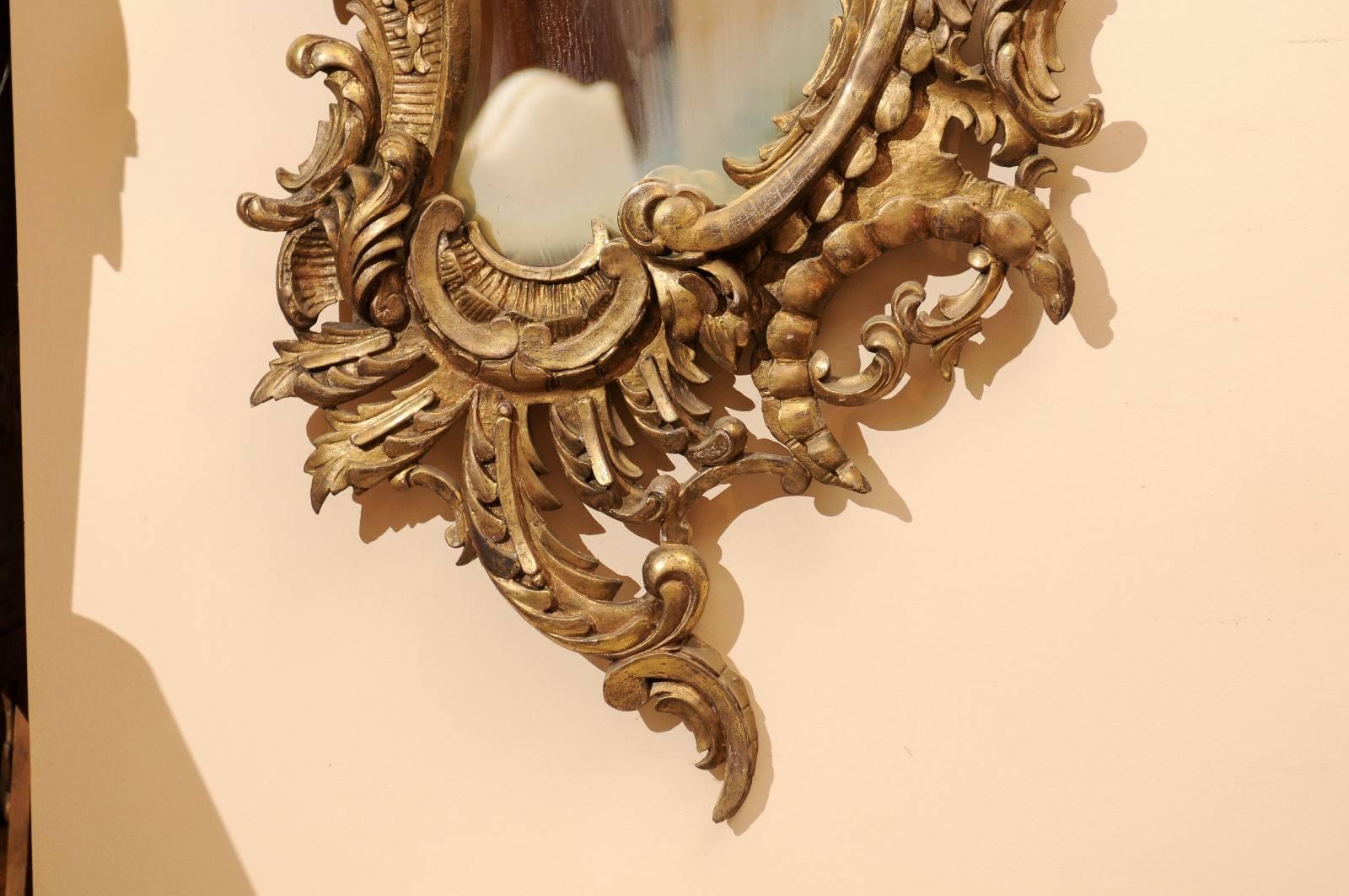 Mid-19th Century Italian Giltwood Rococo Style Mirror 3