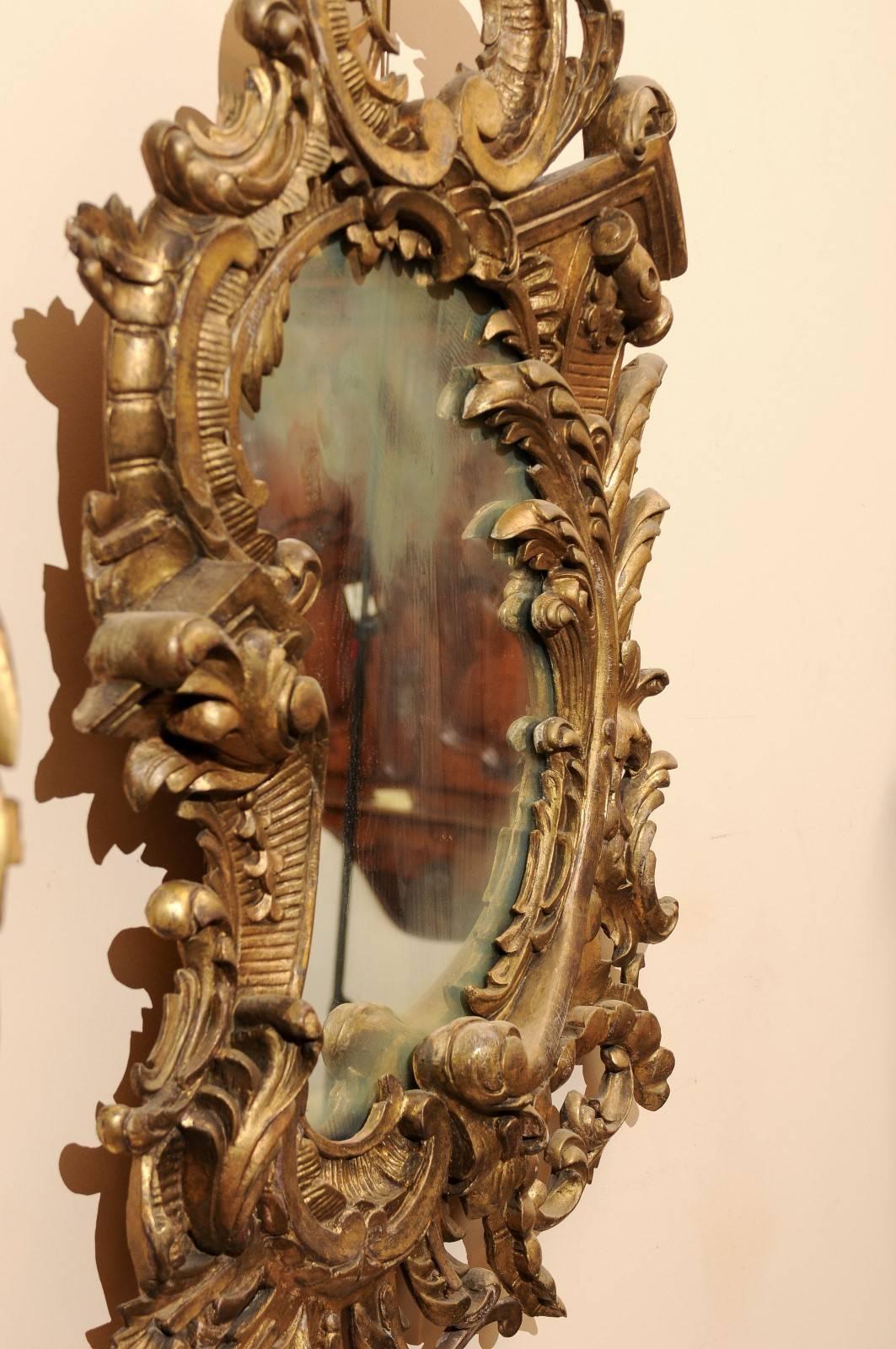 Mid-19th Century Italian Giltwood Rococo Style Mirror 6