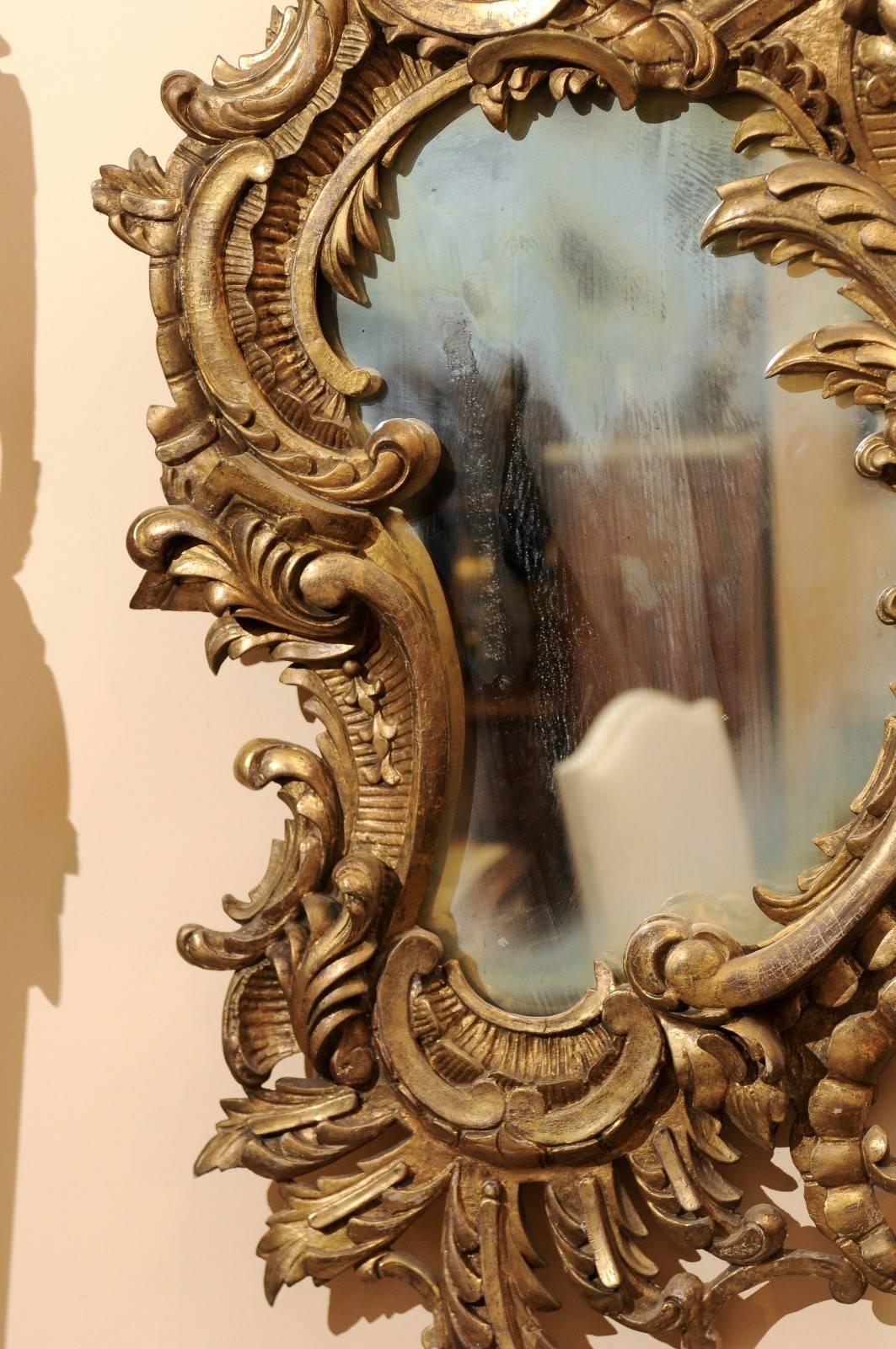 Mid-19th Century Italian Giltwood Rococo Style Mirror 5