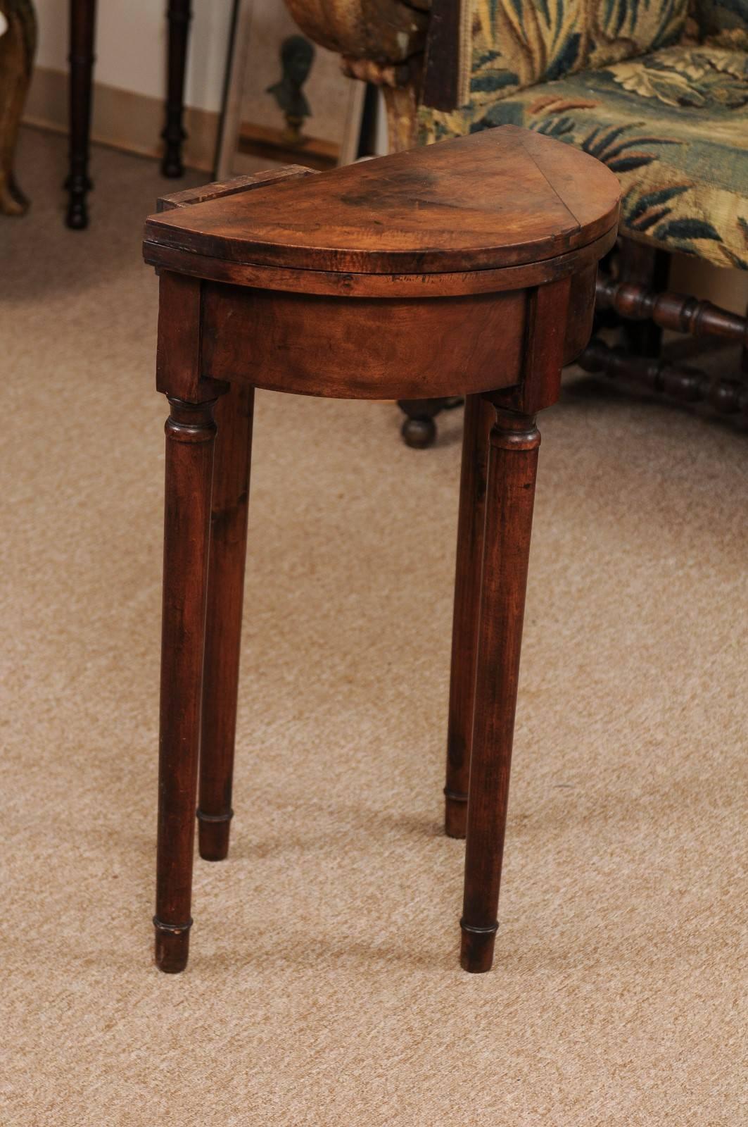 Late 19th Century Convertible Demilune Game Table with Flip Top, Italy, circa 1890