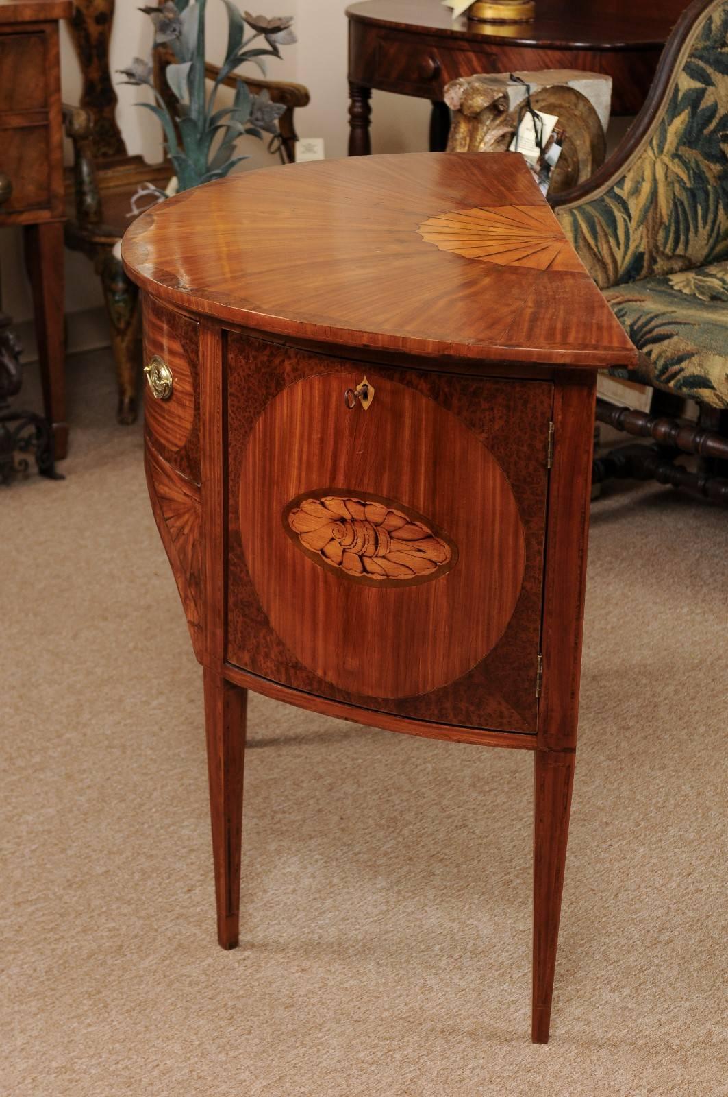 19th Century English D-Shaped Brandy Board in Satinwood with Shell Inlay 5