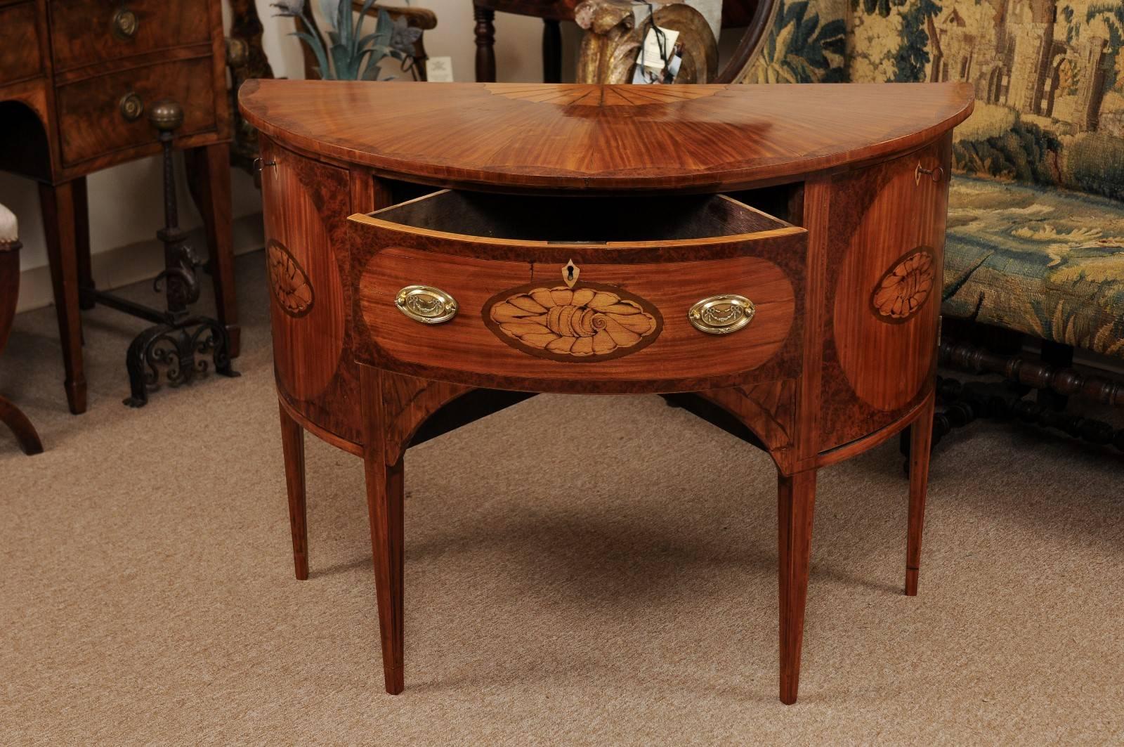 19th Century English D-Shaped Brandy Board in Satinwood with Shell Inlay 1