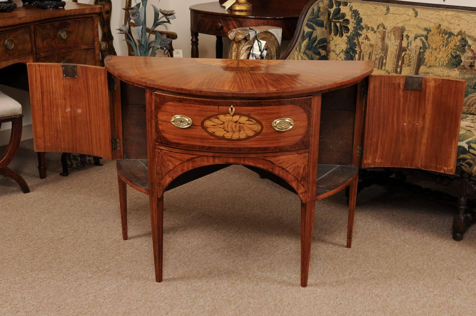 19th Century English D-Shaped Brandy Board in Satinwood with Shell Inlay 2