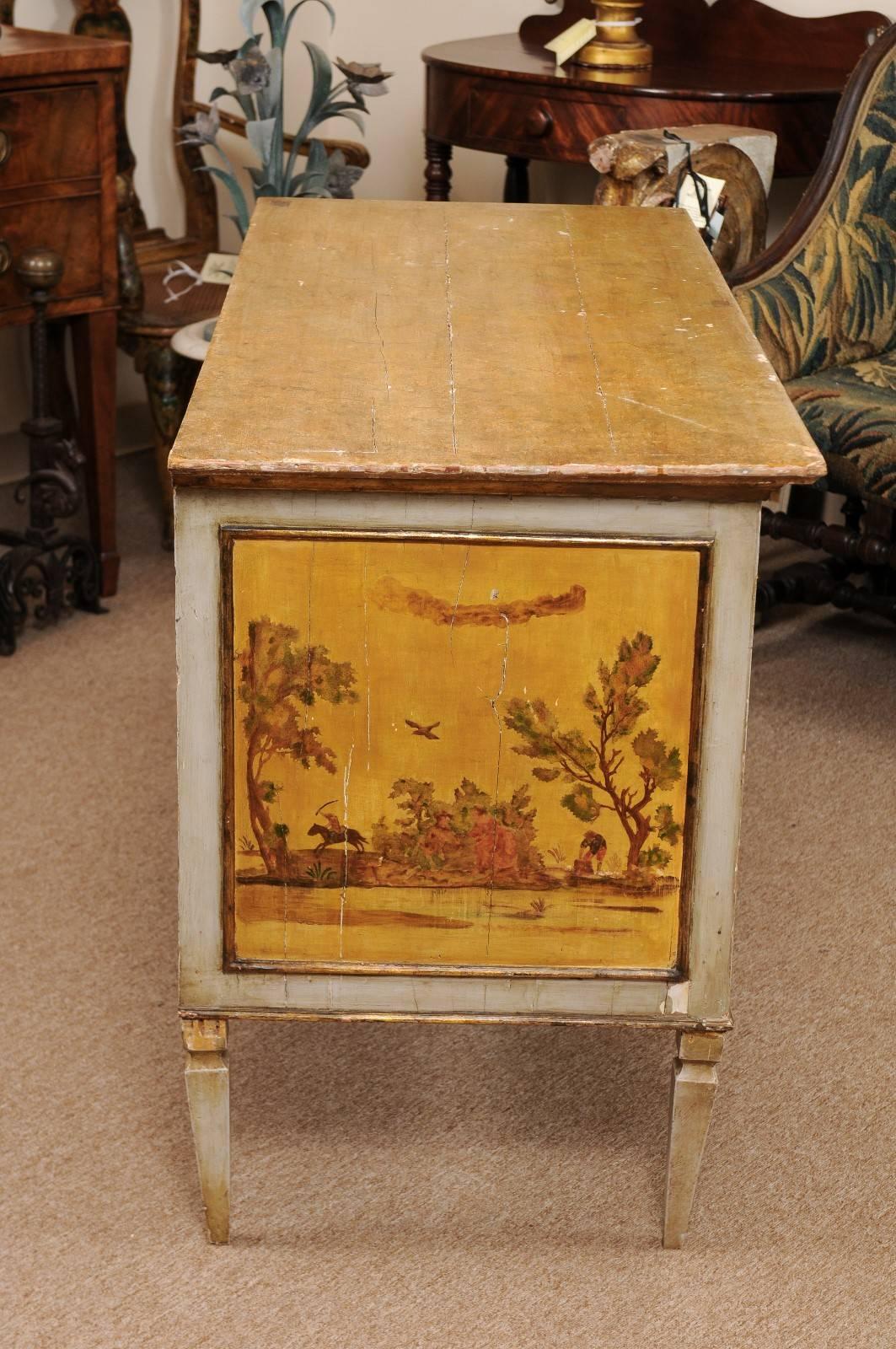 Early 19th Century Italian Neoclassical Two-Drawer Commode with Painted Scenes 1