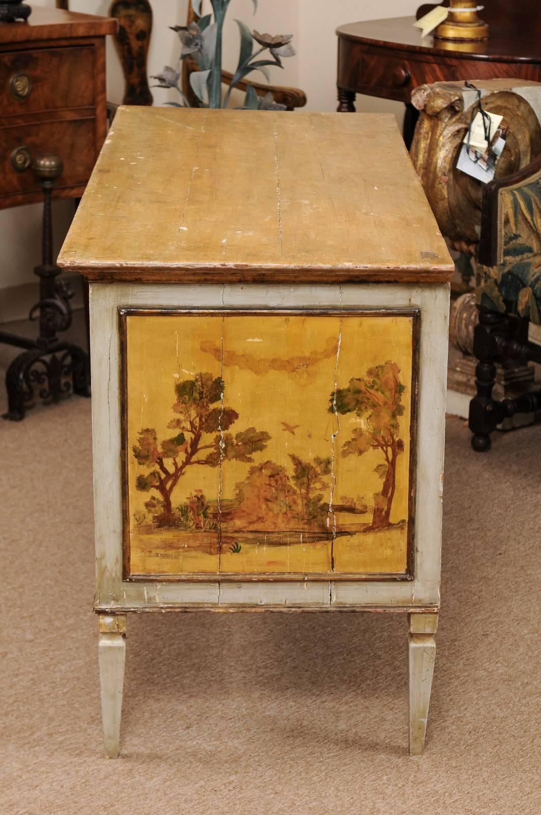 Early 19th Century Italian Neoclassical Two-Drawer Commode with Painted Scenes 3