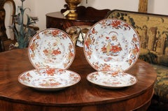 Set of 4 18th Century Chinese Export Imari Porcelain Chargers in 2 Sizes