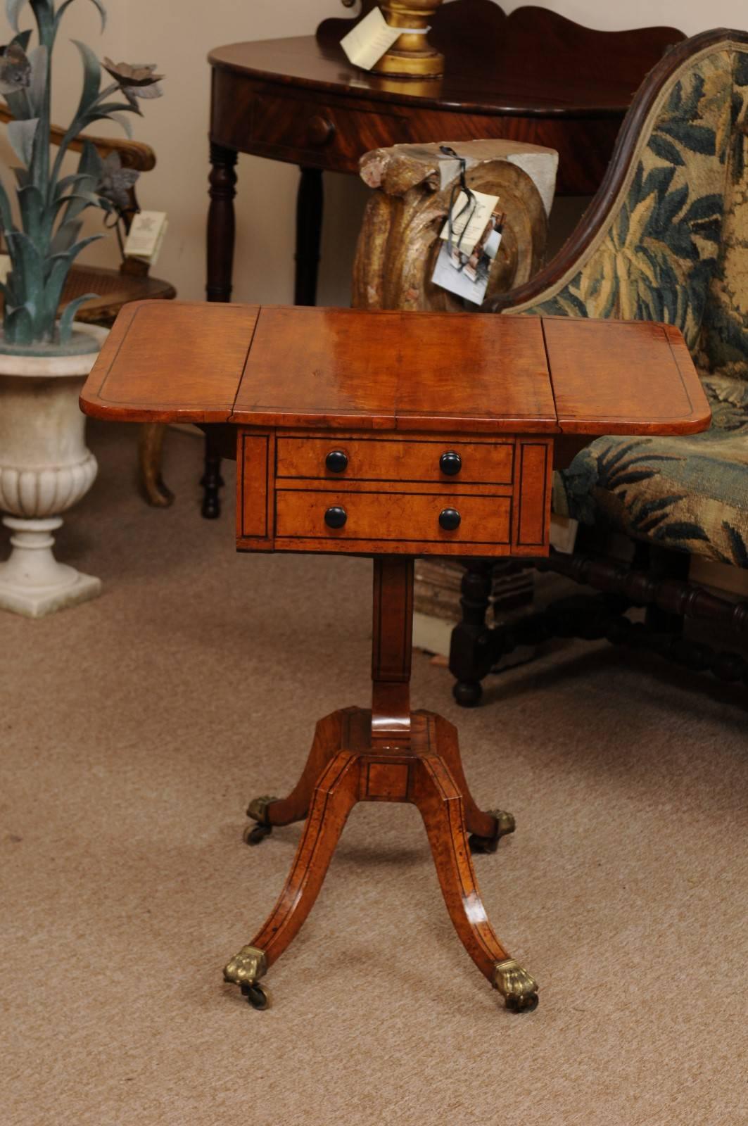 19th Century American Drop Leaf Sewing Table in Birdseye Maple 4