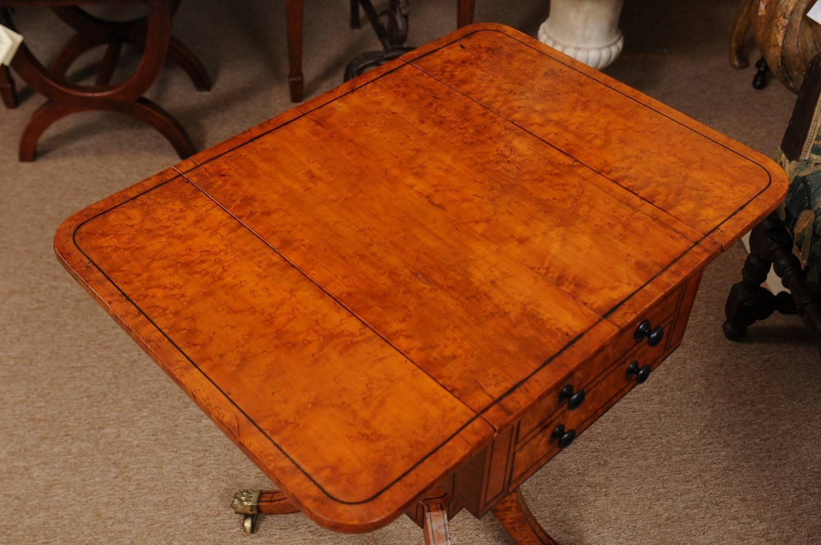 19th Century American Drop Leaf Sewing Table in Birdseye Maple 3