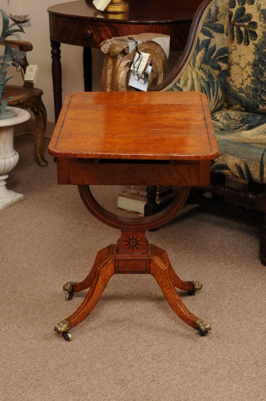 19th Century American Drop Leaf Sewing Table in Birdseye Maple 2