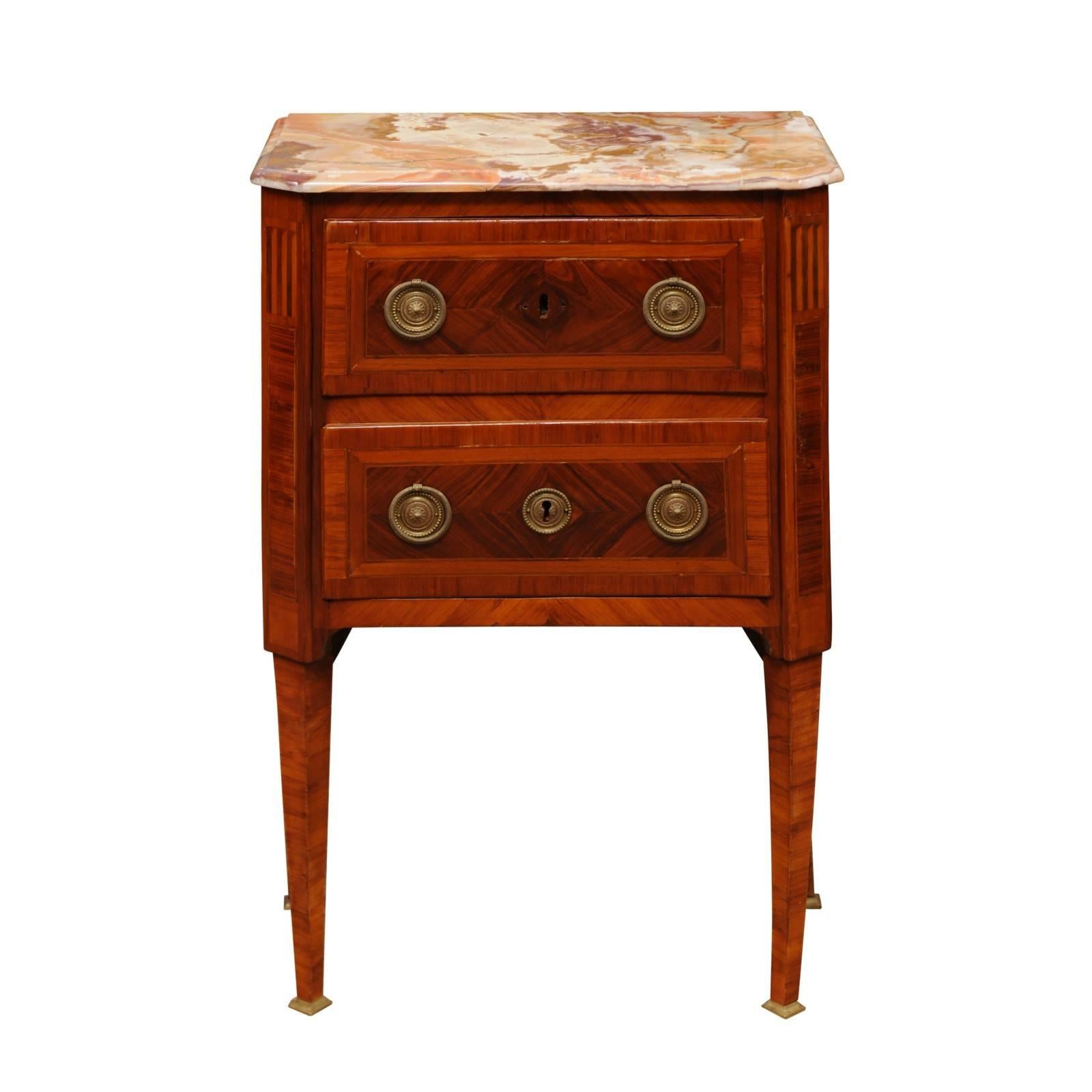 French Louis XVI Inlaid Petite Commode in Kingswood, Late 18th Century