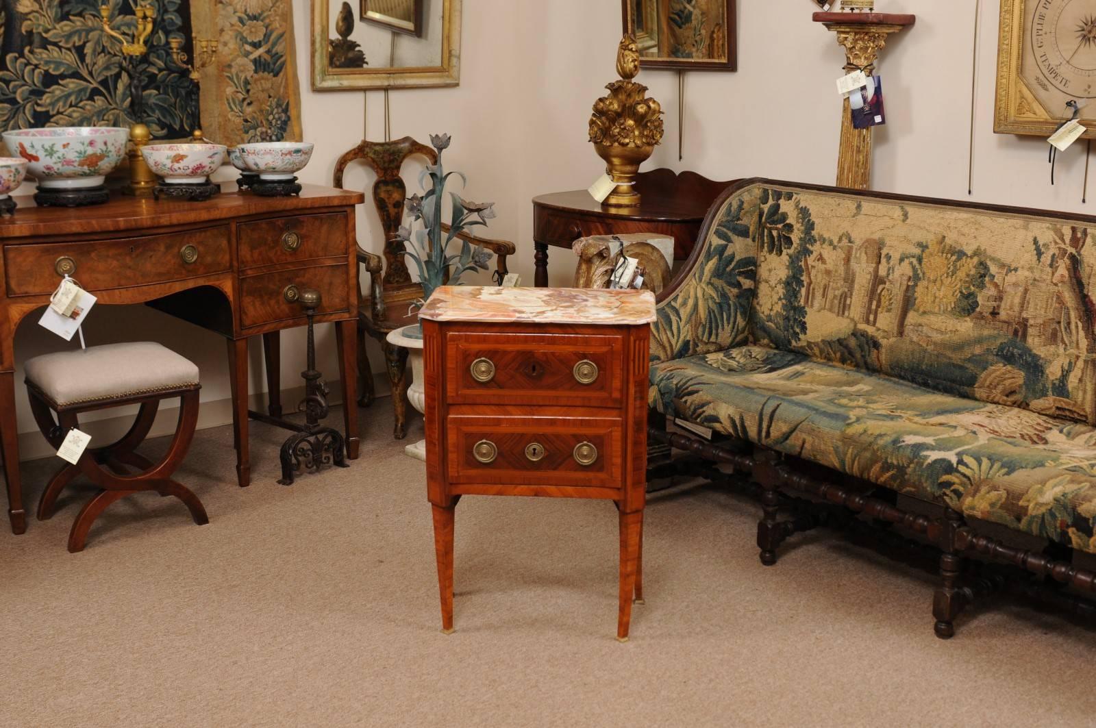 Onyx French Louis XVI Inlaid Petite Commode in Kingswood, Late 18th Century