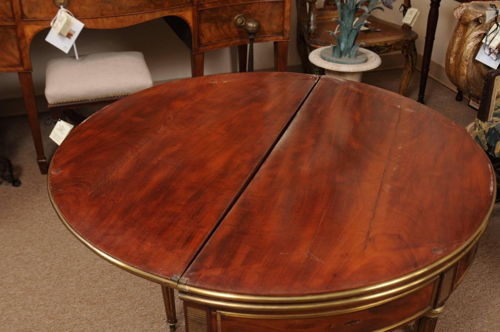 19th Century French Louis XVI Style Mahogany Demilune Card Table, circa 1810 3