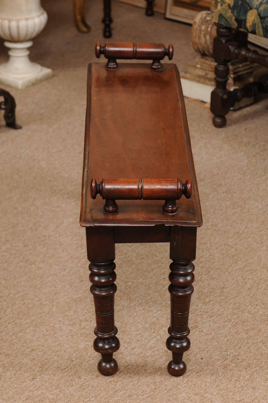 19th Century English Regency Style Mahogany Hall Bench with Turned Legs 4