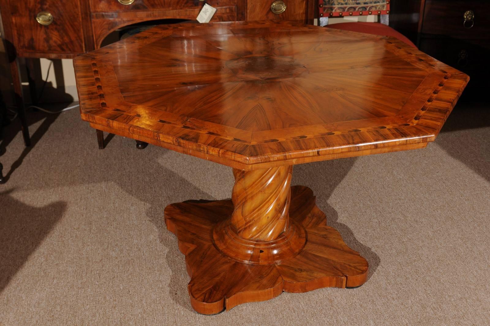 19th Century Italian Neoclassical Style Inlaid Walnut Center Table For Sale 4