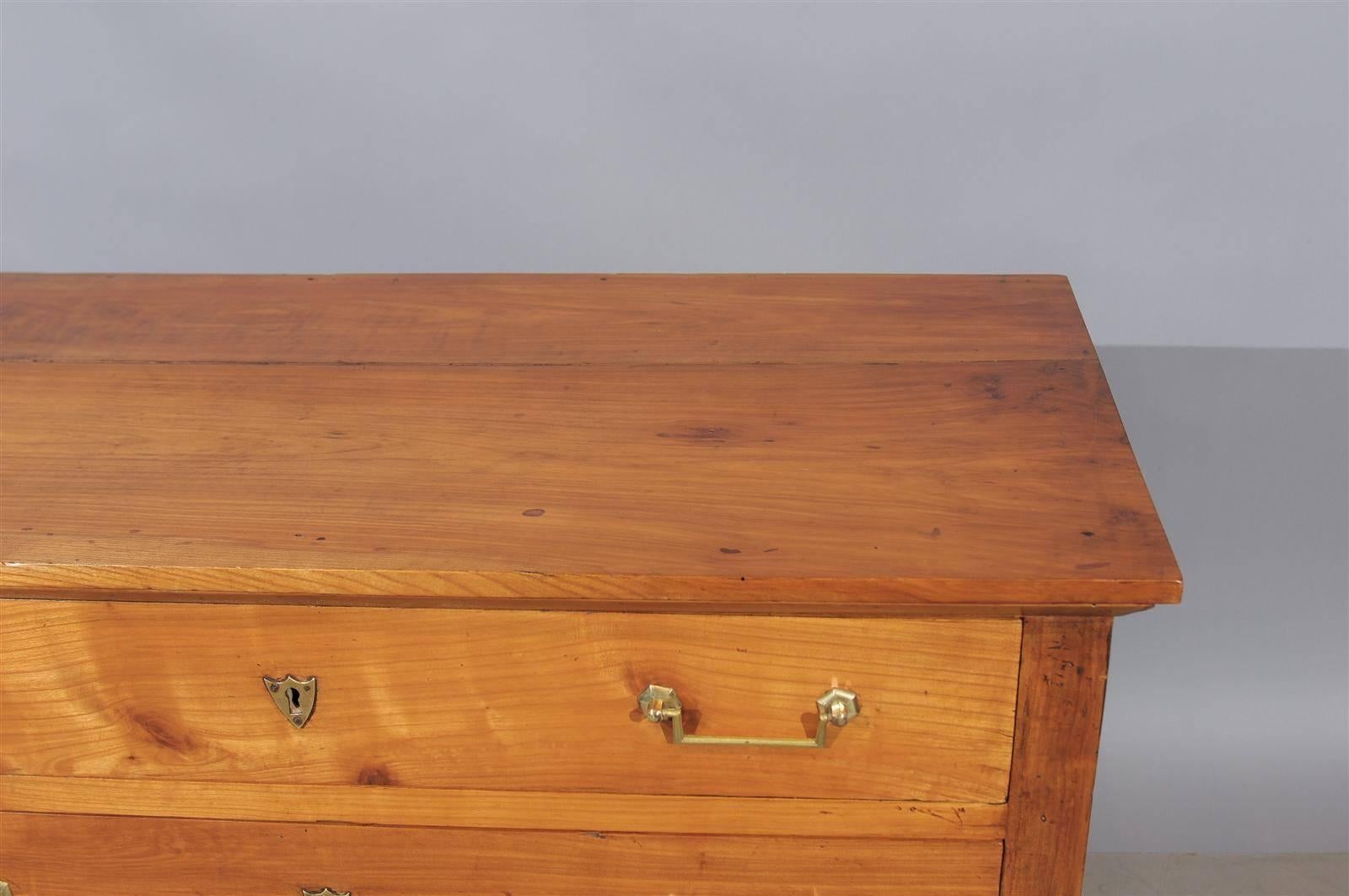 19th Century Directoire Fruitwood Commode with Three Drawers and Tapered Legs