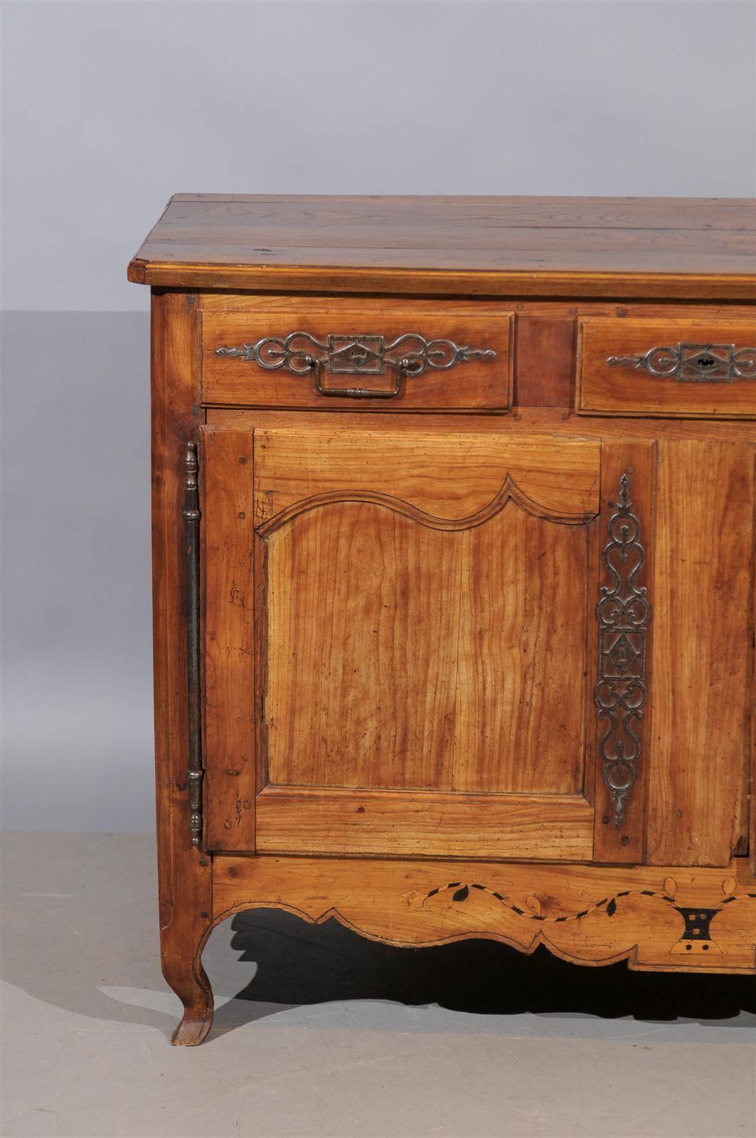 French Louis XV Style Fruitwood Buffet with Marquetry Inlay, circa 1820 For Sale 2