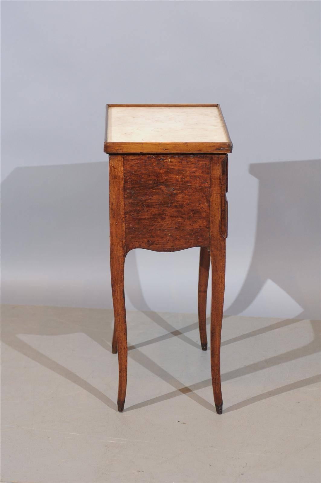18th Century Louis XV Chevet with Parquetry Inlay and Marble Top 1