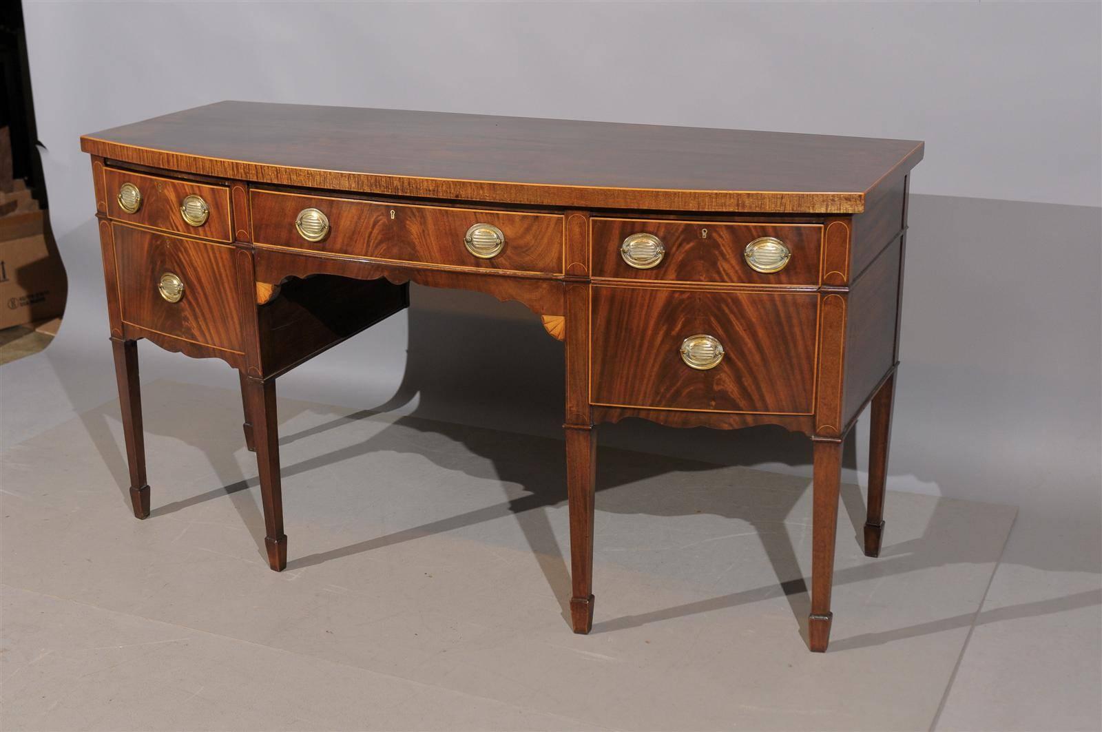 19th Century English Bowfront Mahogany Sideboard with Cellarette Drawer 3
