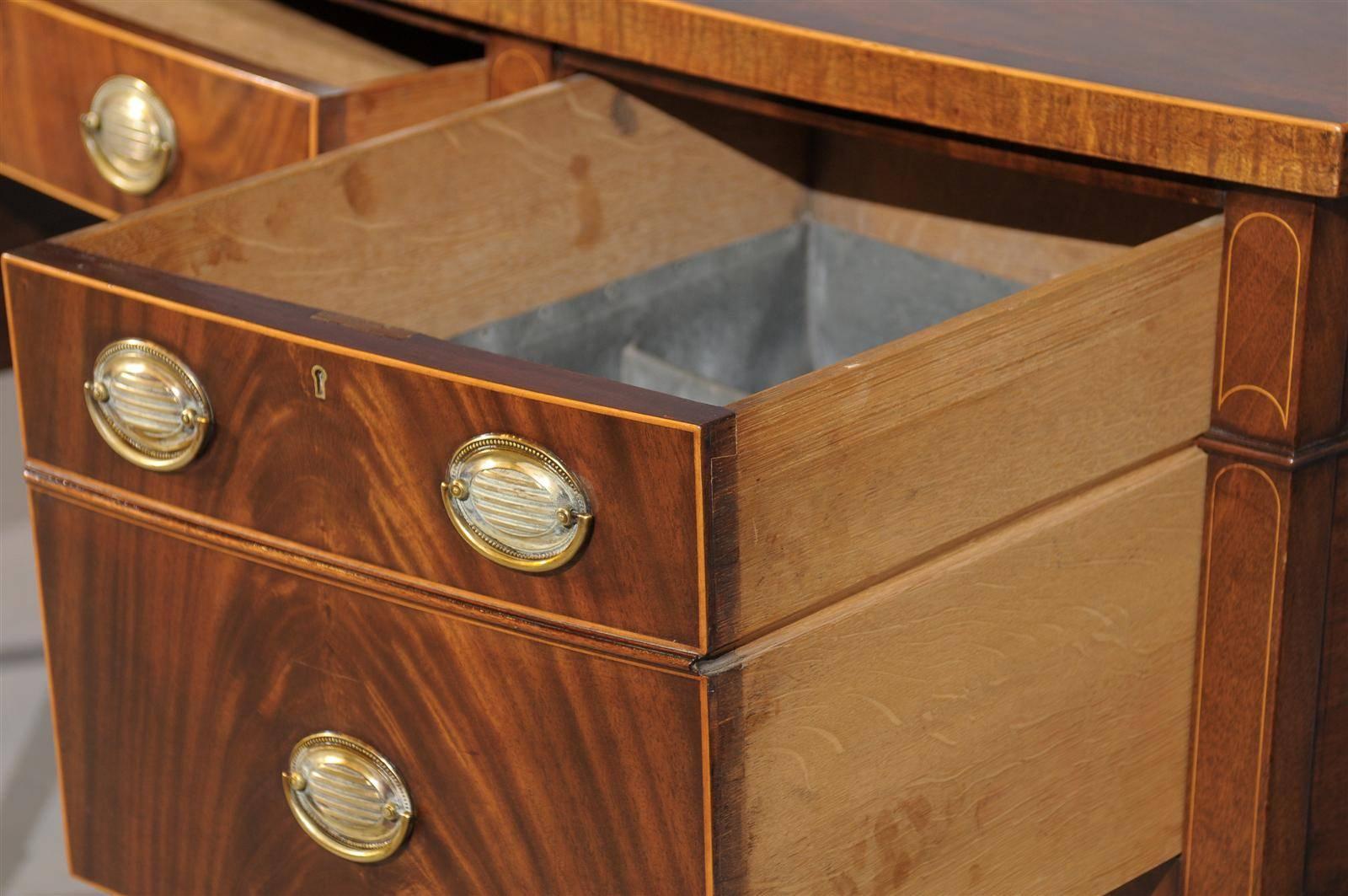 19th Century English Bowfront Mahogany Sideboard with Cellarette Drawer 5