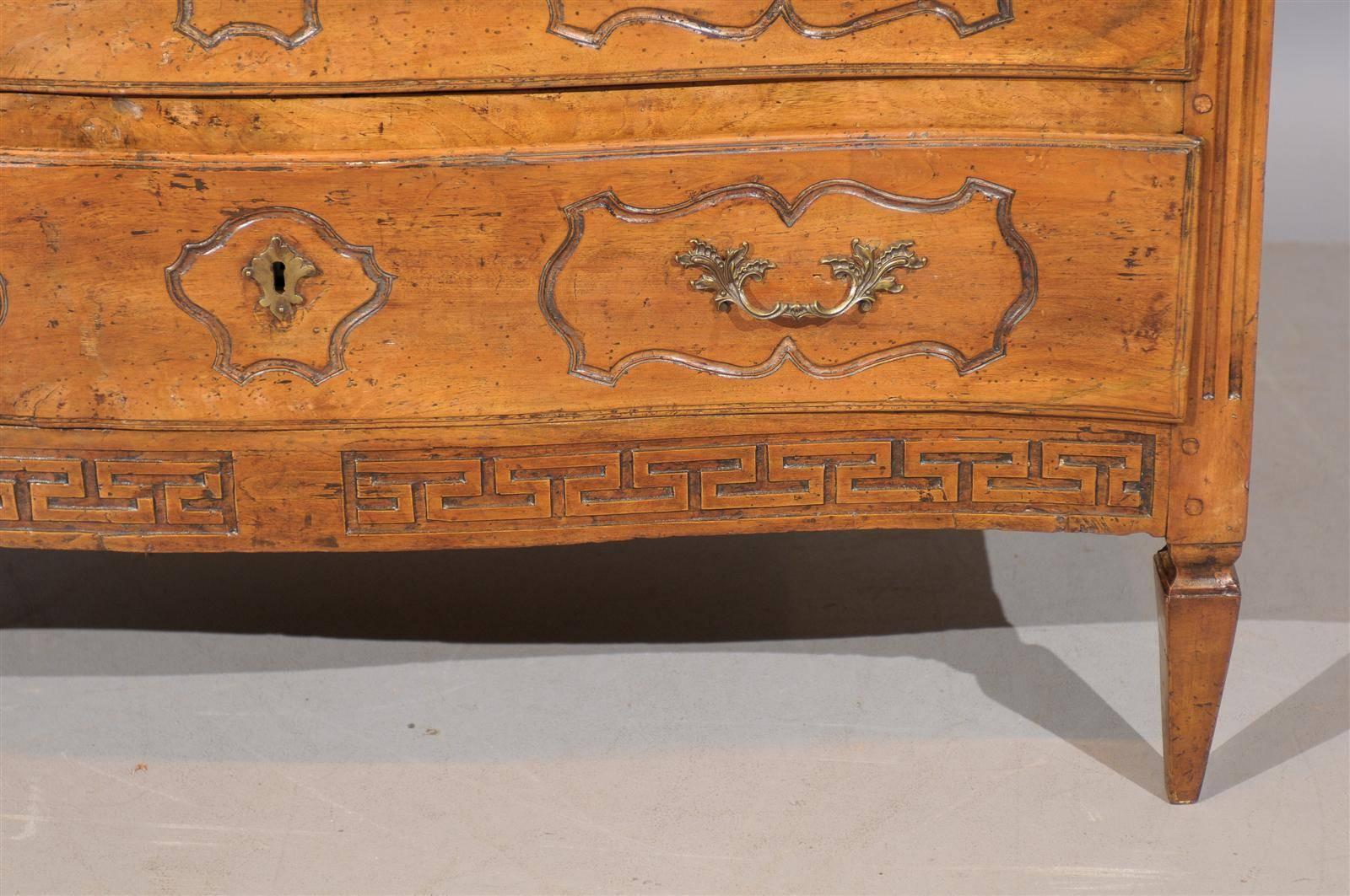 Italian Transitional Walnut Commode with Greek Key Carving, Late 18th Century 7