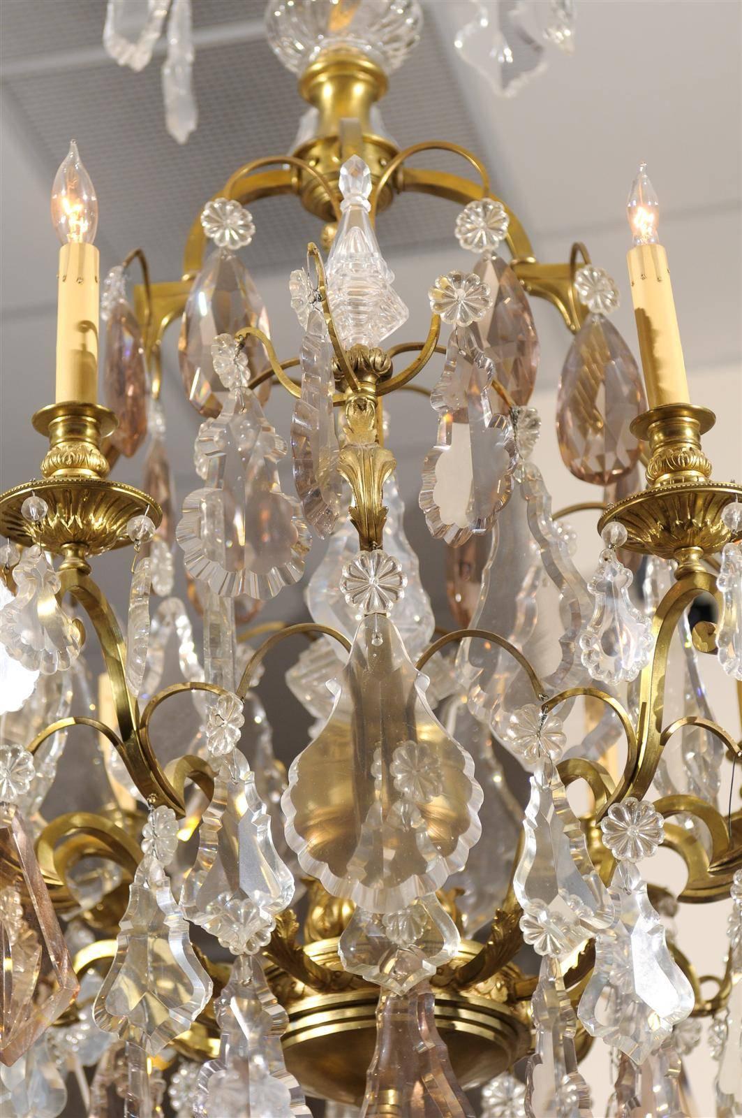 Louis XV Style Gilt Bronze and Cut Crystal Eight-Light Chandelier, France 5
