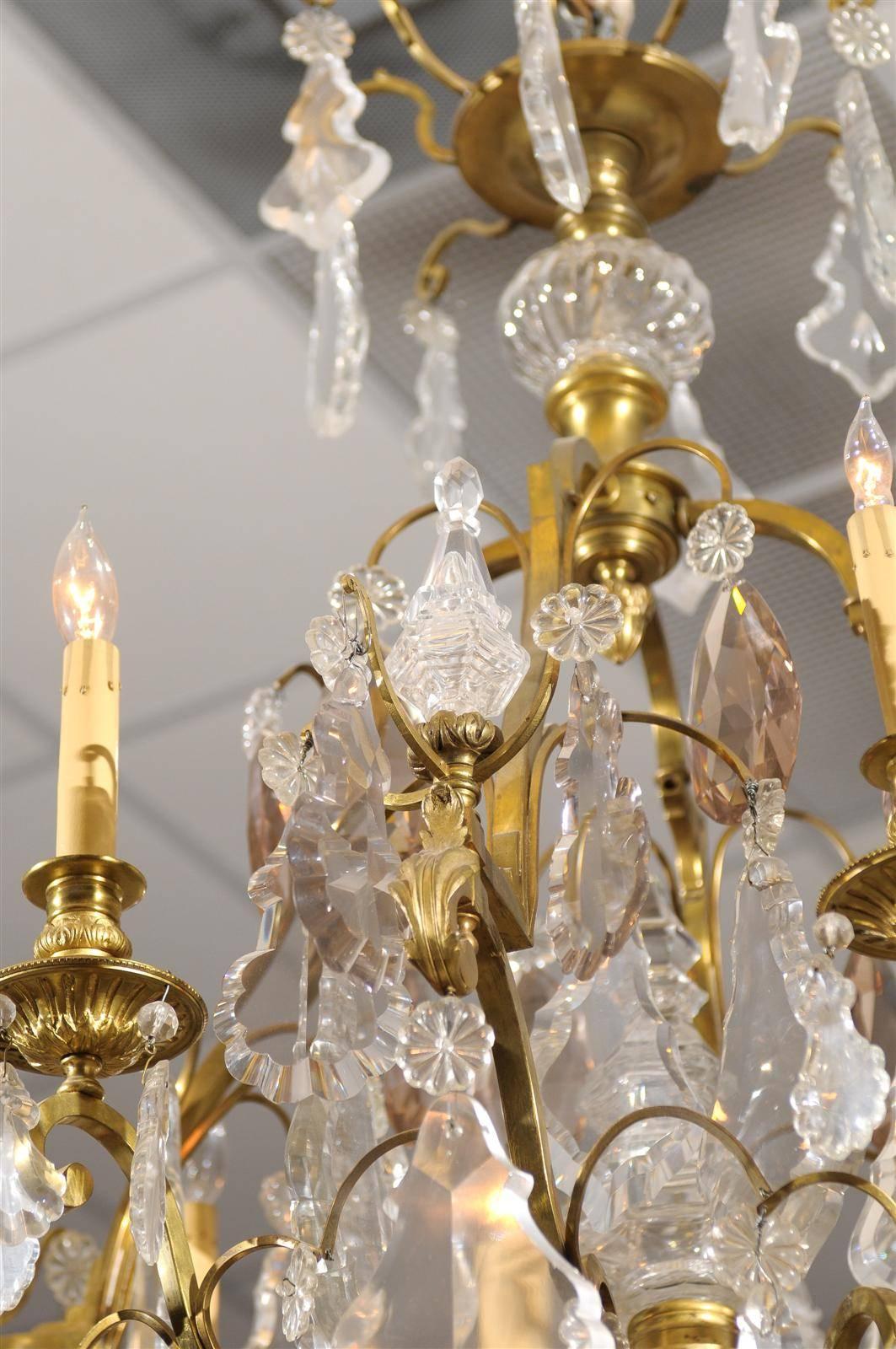 Mid-19th Century Louis XV Style Gilt Bronze and Cut Crystal Eight-Light Chandelier, France