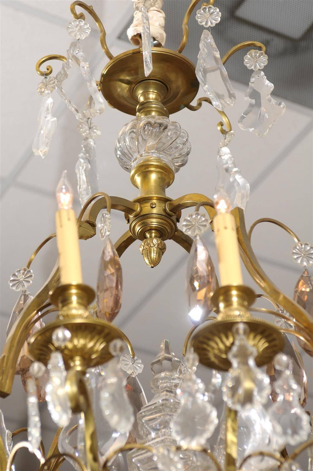 Louis XV Style Gilt Bronze and Cut Crystal Eight-Light Chandelier, France 1