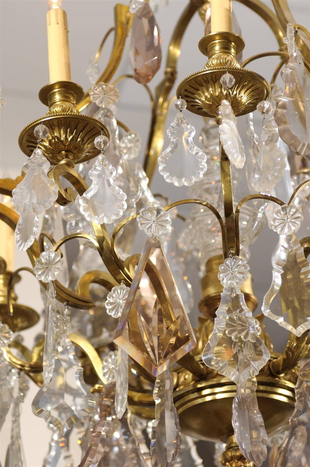 Louis XV Style Gilt Bronze and Cut Crystal Eight-Light Chandelier, France 4