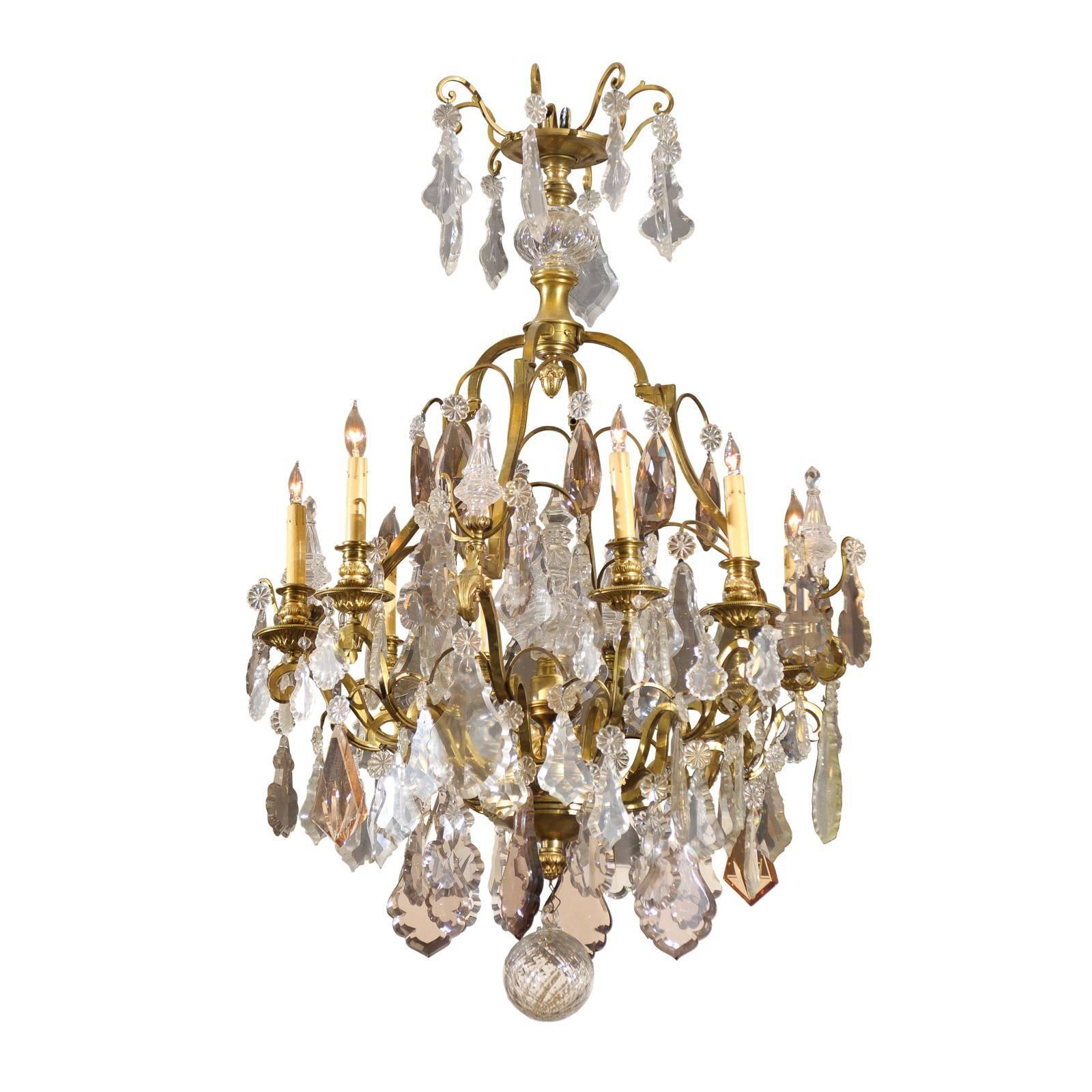 Louis XV Style Gilt Bronze and Cut Crystal Eight-Light Chandelier, France