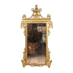 Large 19th Century Italian Neoclassical Style Giltwood Mirror with Urn