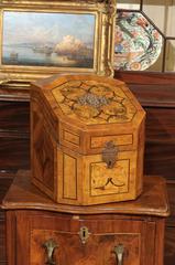 Large 18th Century French Walnut Knife Box with Elaborate Inlay