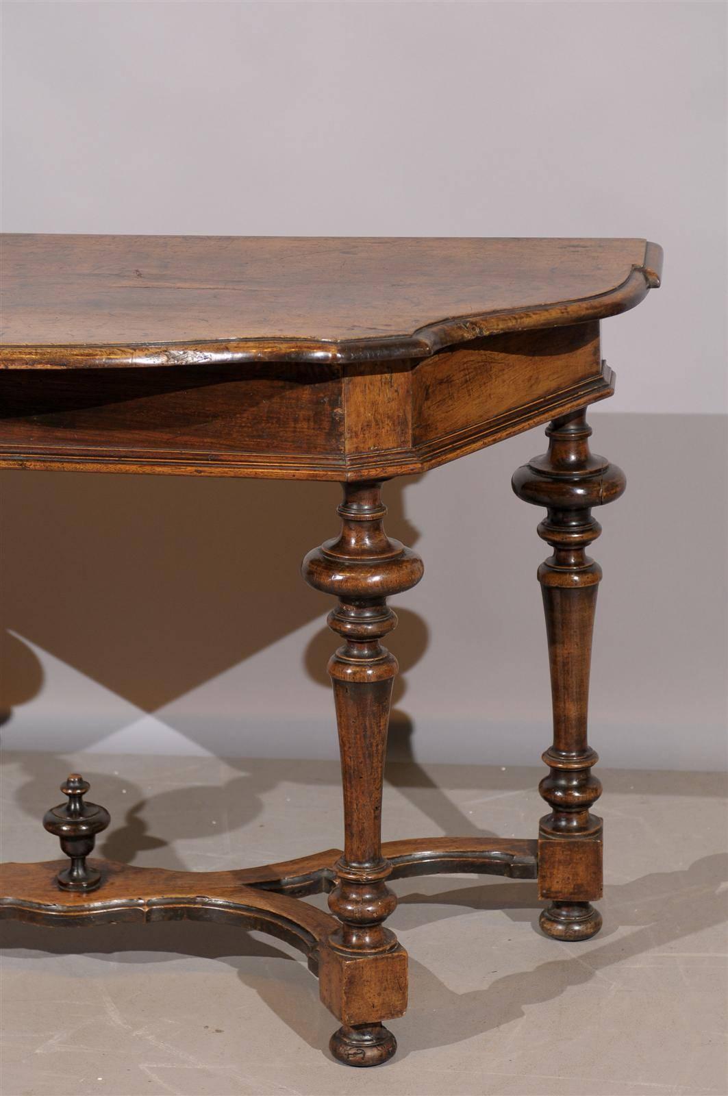 17th Century Tuscany Walnut Console Table with Turned Legs 4