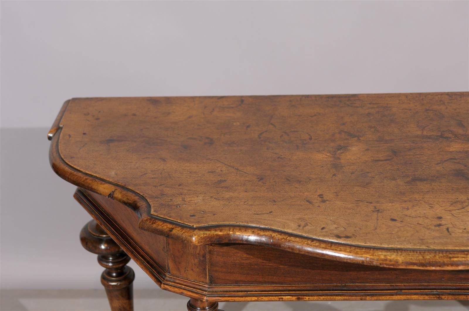 17th Century Tuscany Walnut Console Table with Turned Legs In Excellent Condition In Atlanta, GA