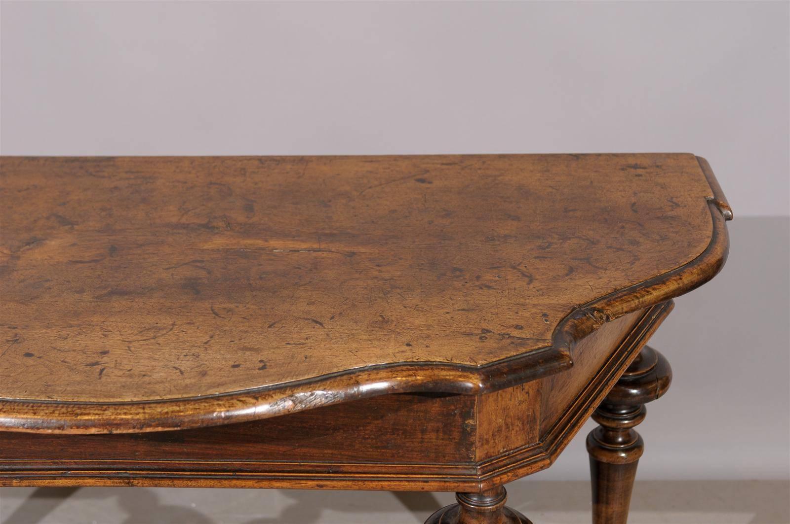 17th Century Tuscany Walnut Console Table with Turned Legs 5