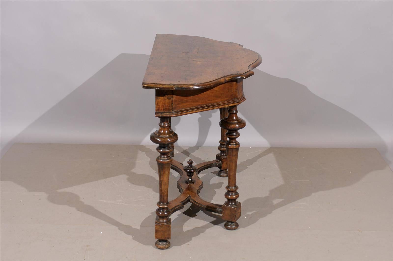 17th Century Tuscany Walnut Console Table with Turned Legs 1