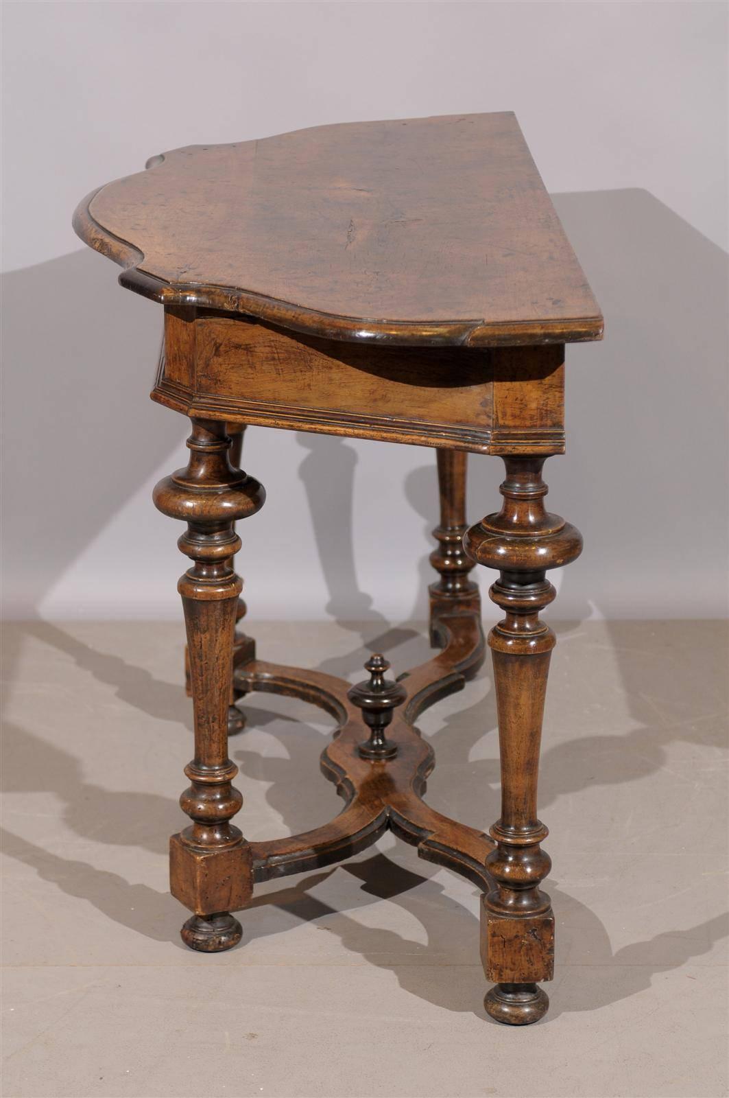 17th Century Tuscany Walnut Console Table with Turned Legs 2