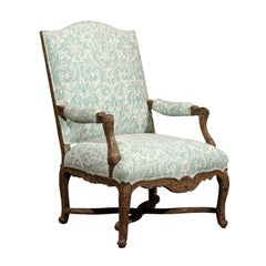 Regence Style Vintage Painted Fauteuil with Shell Carving