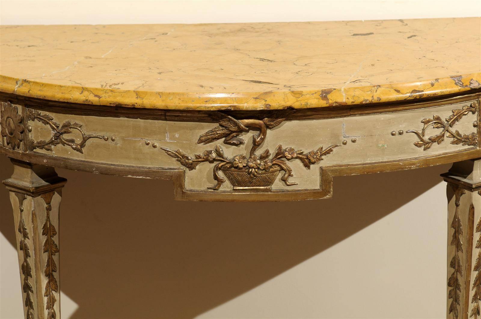 Large 18th Century Italian Neoclassical Painted and Parcel Gilt Console 2