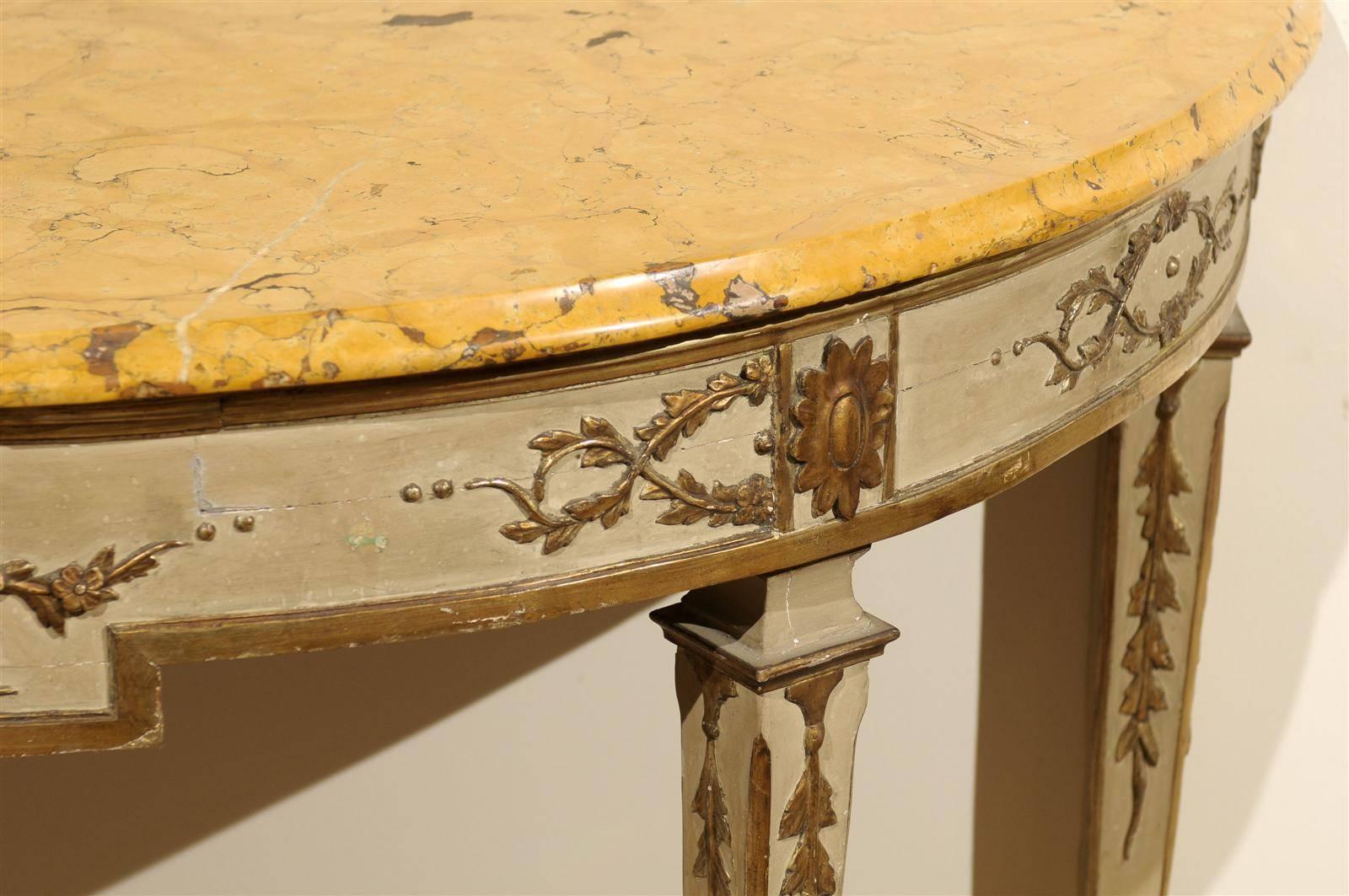 Large 18th Century Italian Neoclassical Painted and Parcel Gilt Console 4