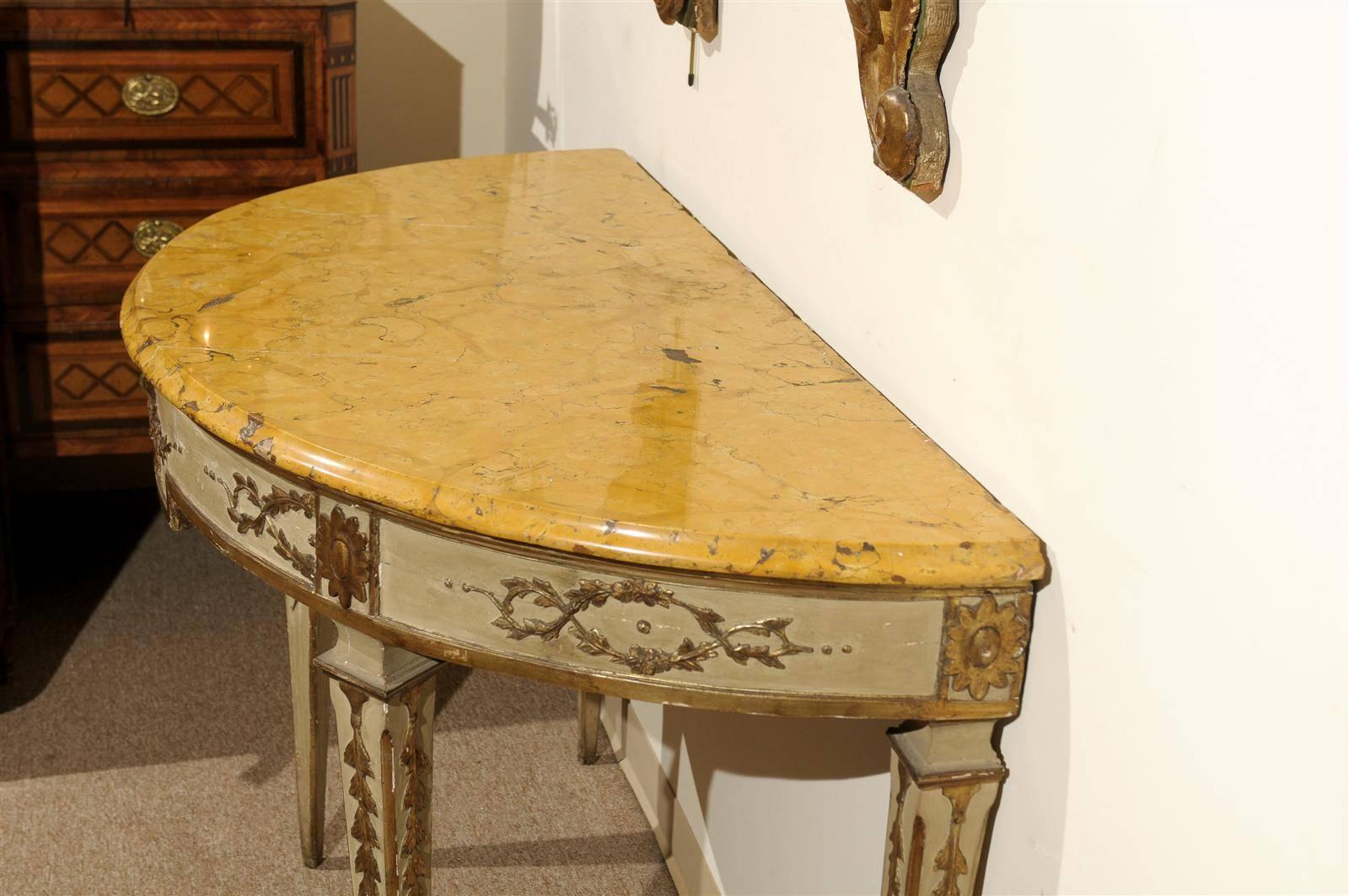 Large 18th Century Italian Neoclassical Painted and Parcel Gilt Console 3