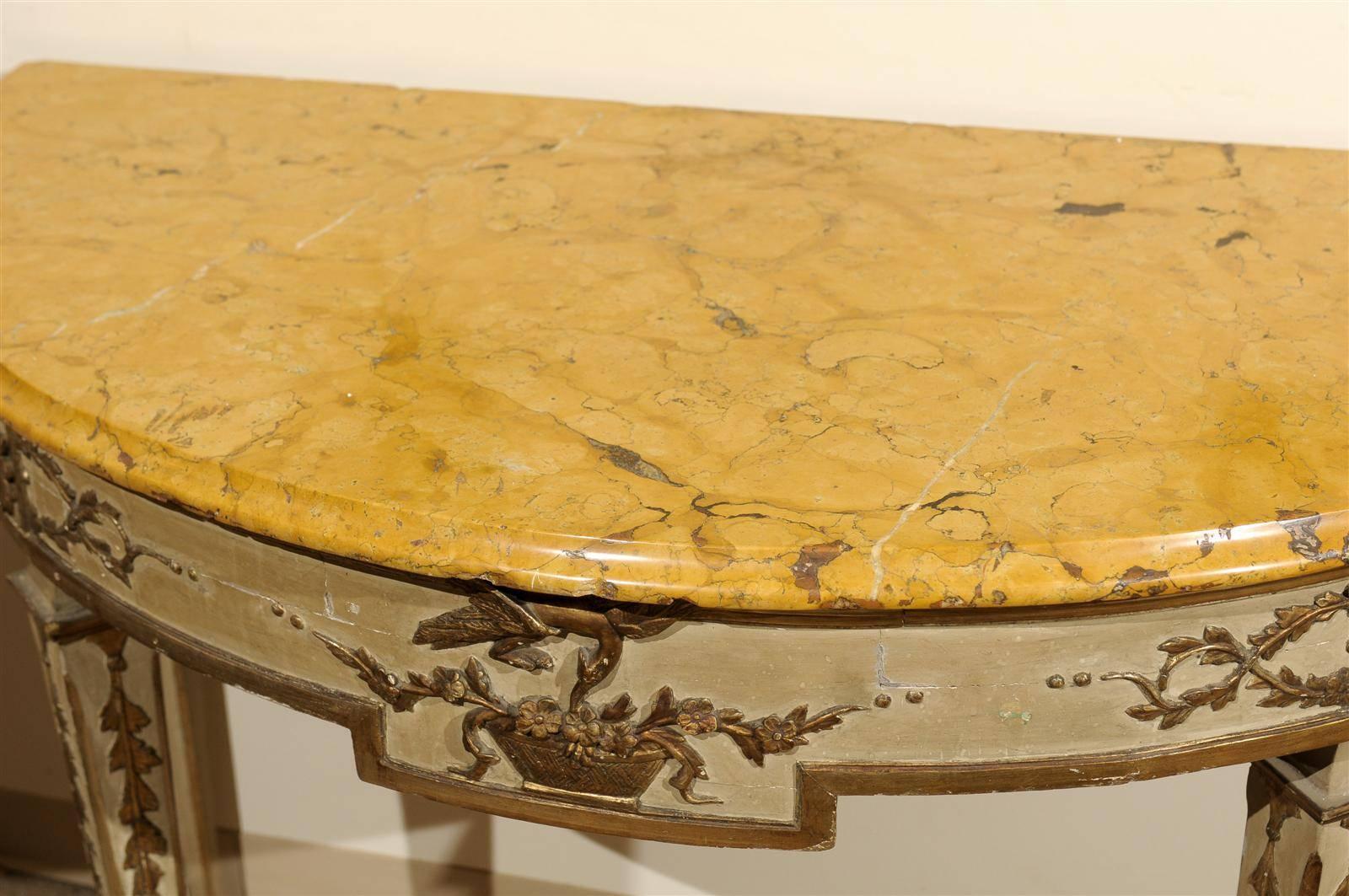 Large 18th Century Italian Neoclassical Painted and Parcel Gilt Console 7