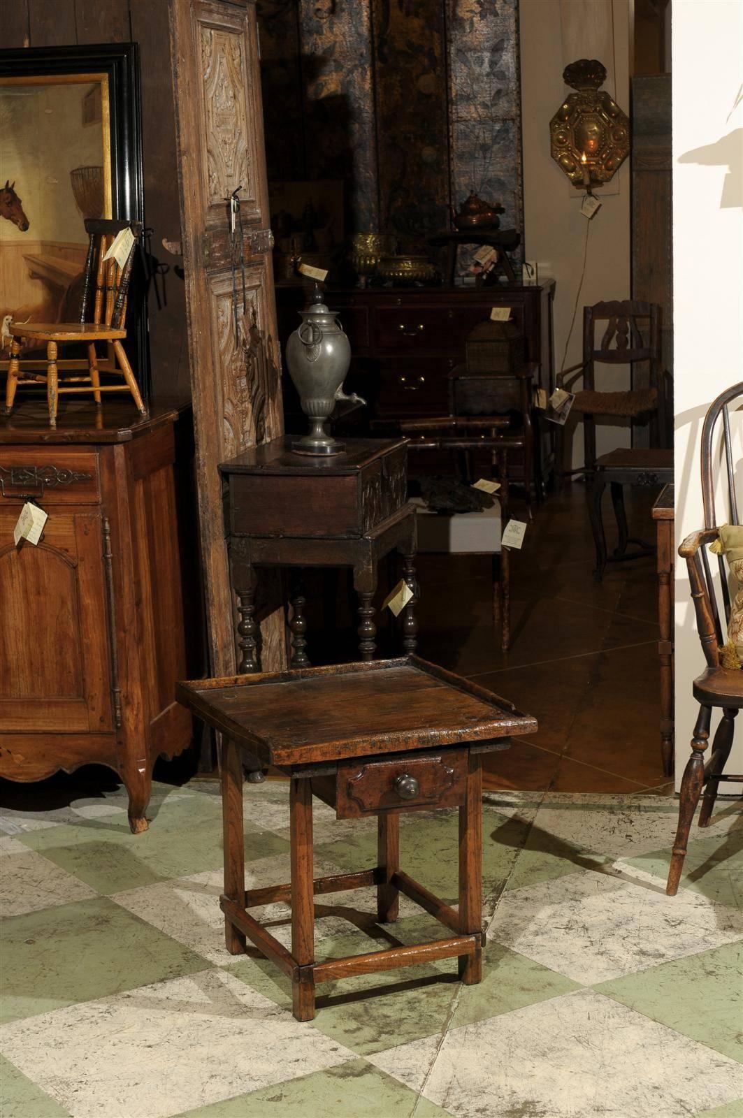 European 19th Century Pine Shoe Maker Table with Drawer