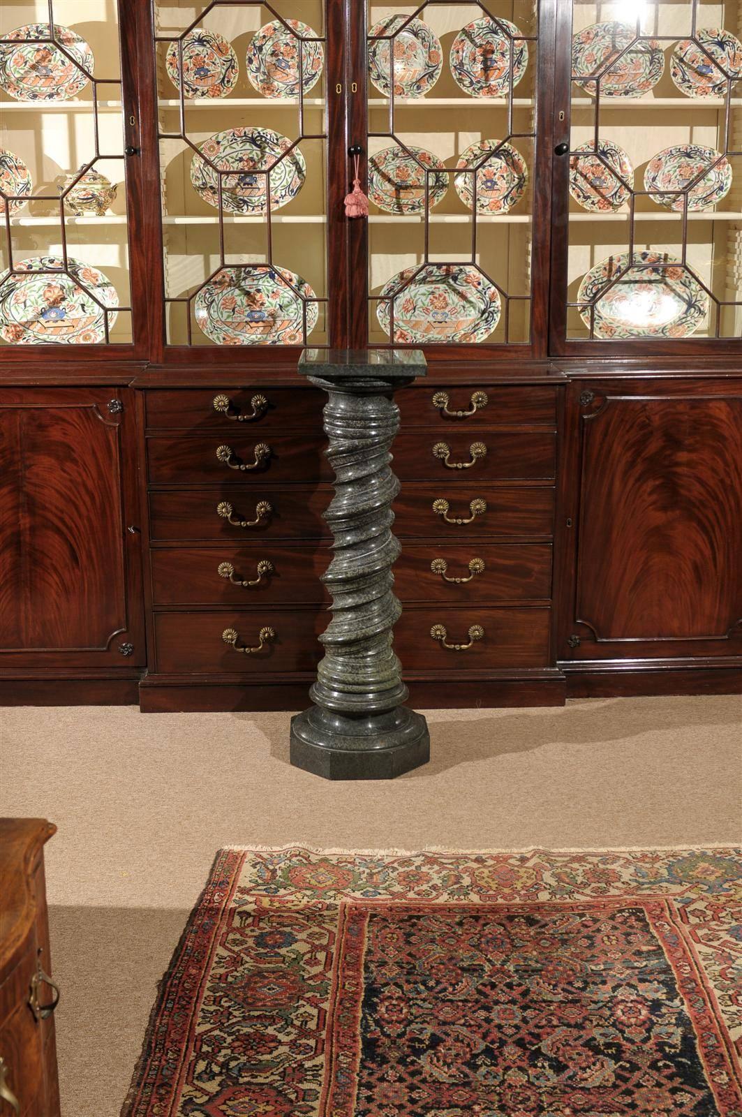 Italian Green Marble Barley Twist Pedestal, 19th Century In Excellent Condition In Atlanta, GA