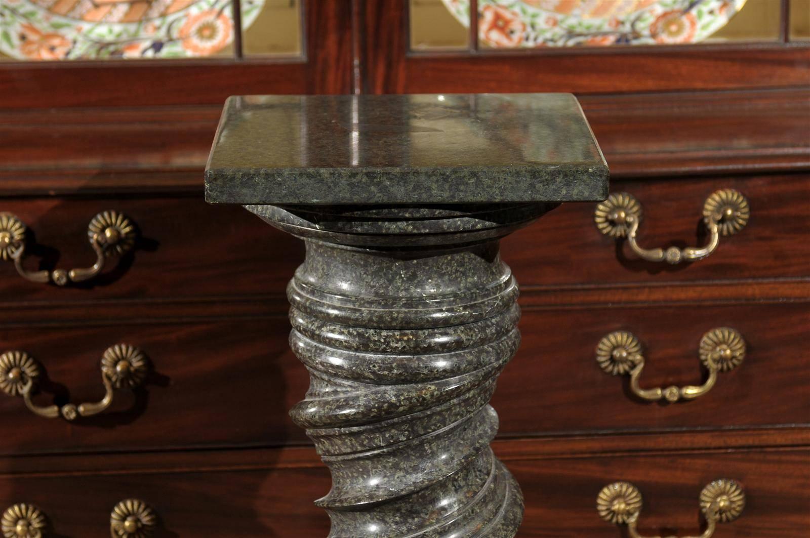 Italian Green Marble Barley Twist Pedestal, 19th Century 2