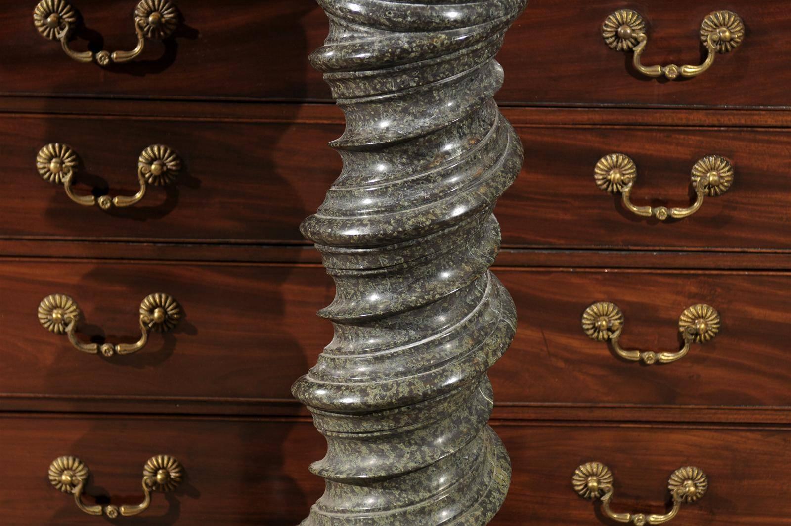 Italian Green Marble Barley Twist Pedestal, 19th Century 3