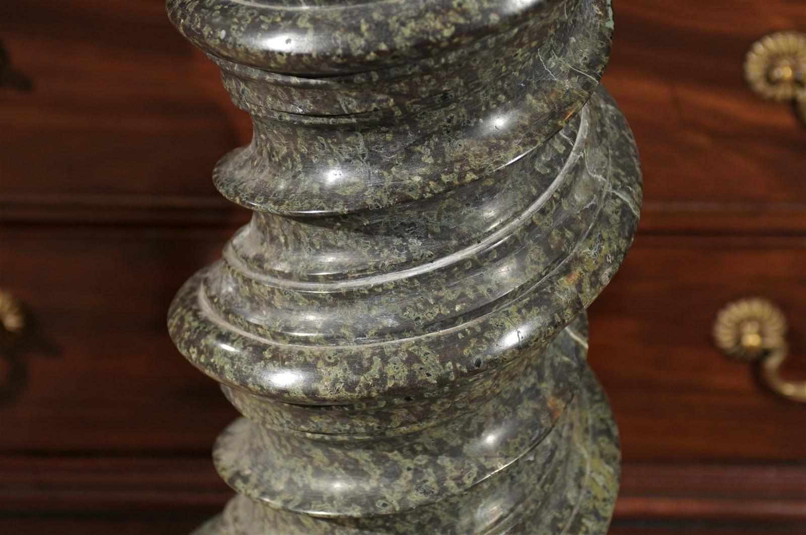 Italian Green Marble Barley Twist Pedestal, 19th Century 1