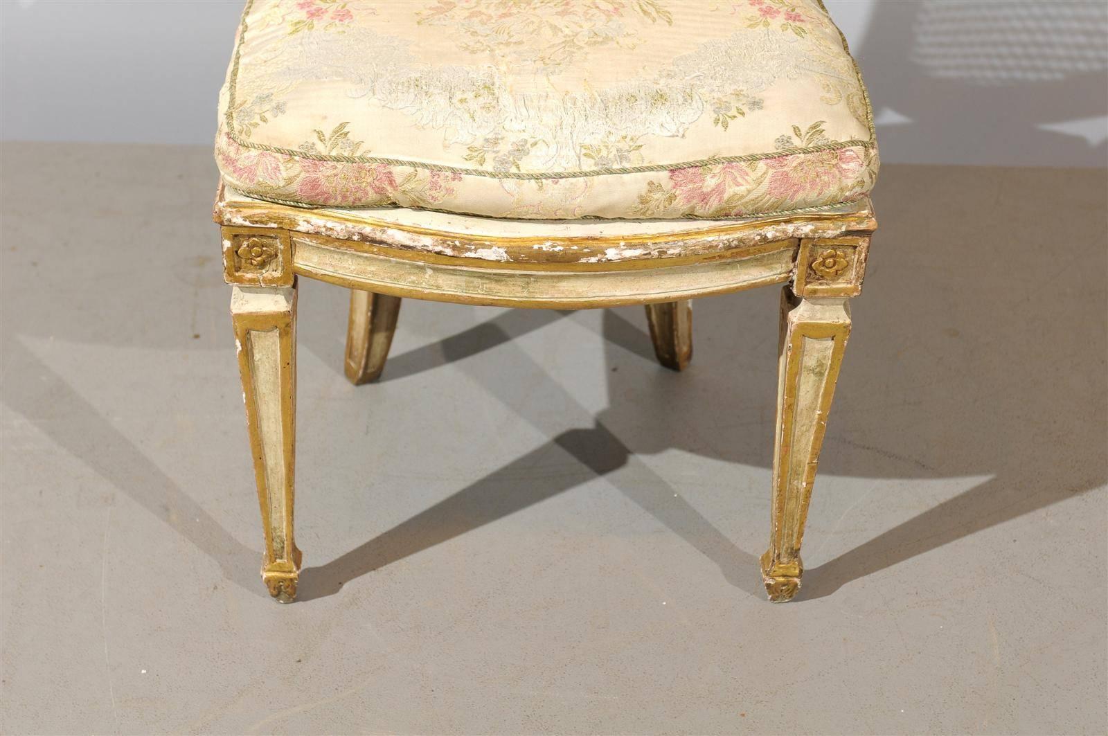 Set of Six 19th Century Italian Neoclassical Style Painted & Cane Dining Chairs 3