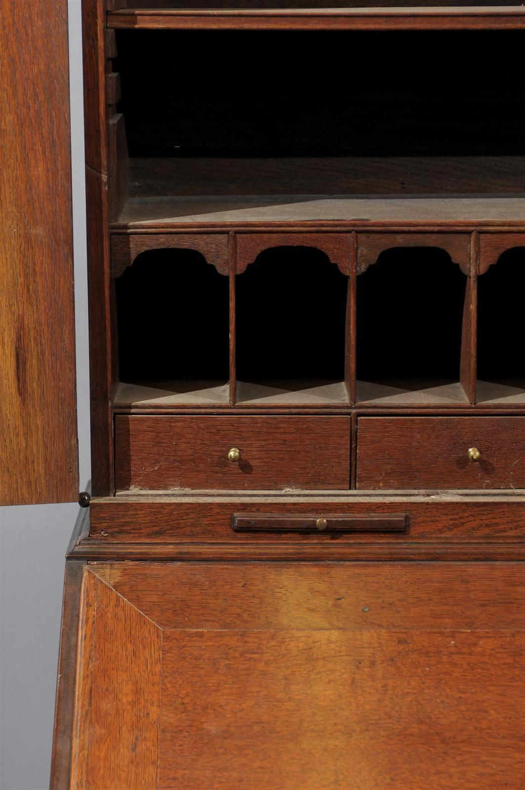 George I Oak Bureau Bookcase with Broken Pediment & Blind Doors 3